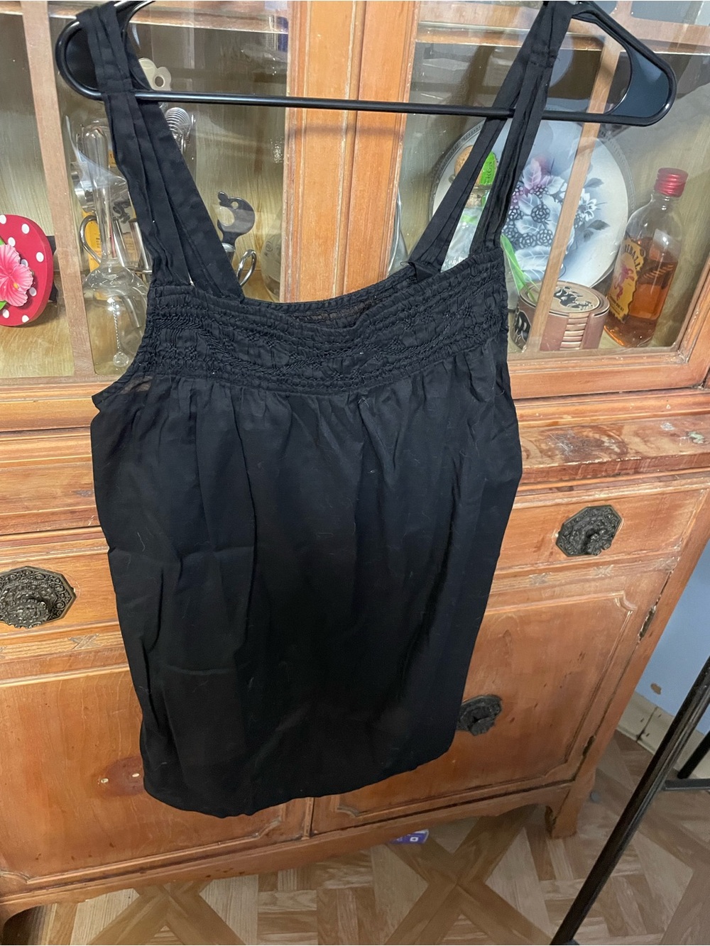 Black Sleeveless Square-Neck Tank Top